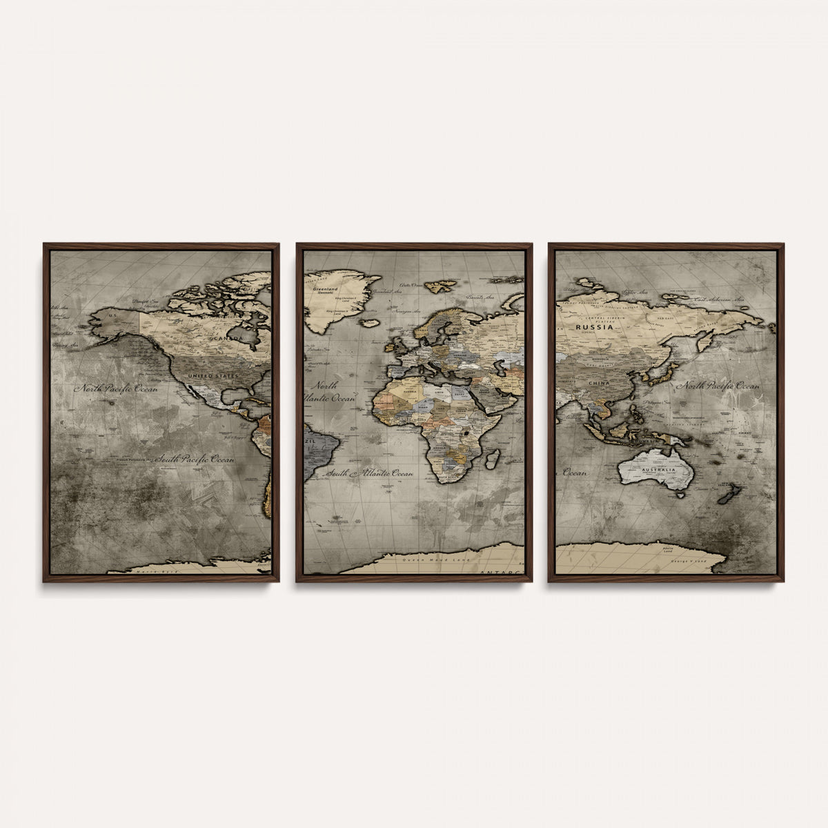 85218700-MGV-CV-36X24 - World Map Canvas Print, Detailed Map of the World Wall Art