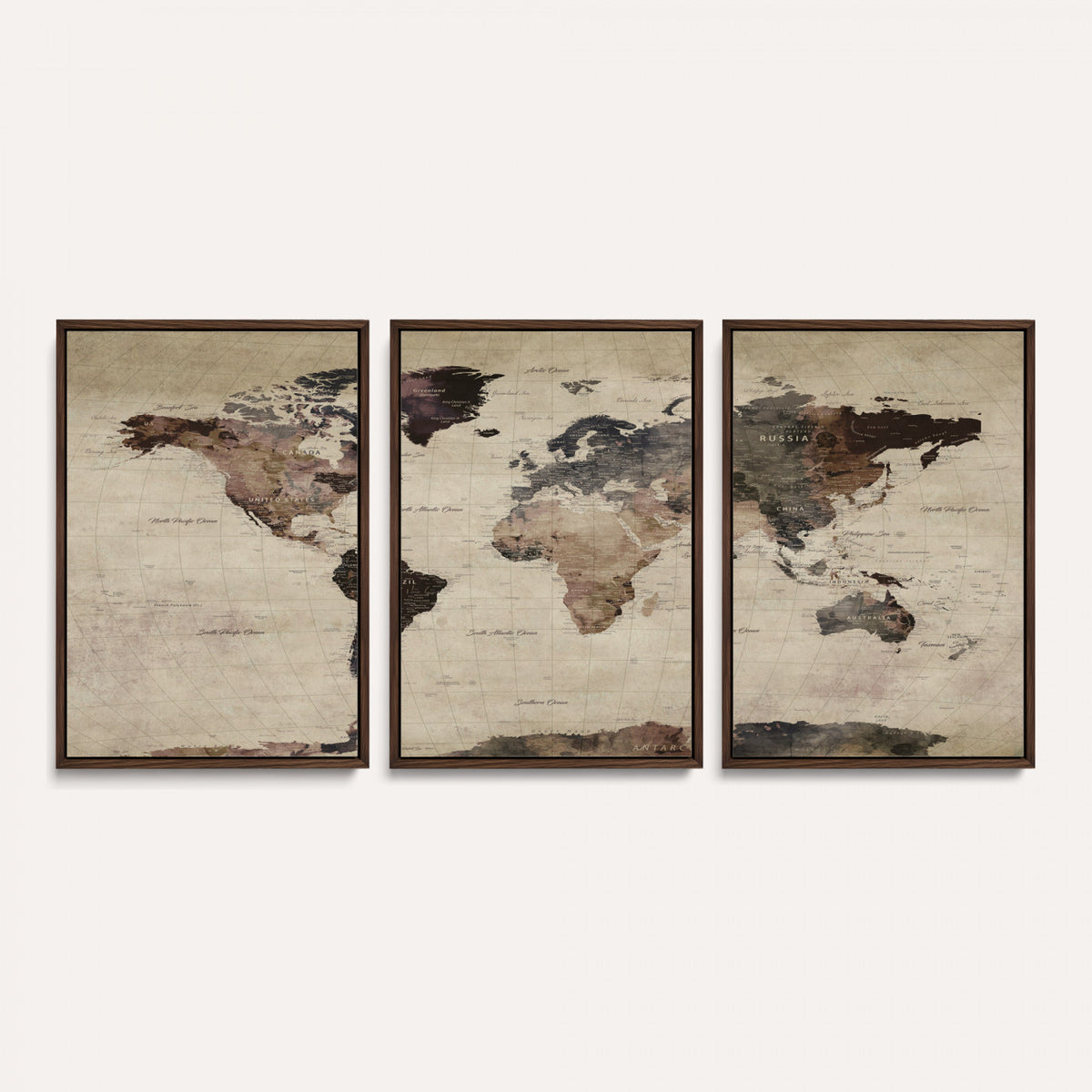 59159103-MGV-CV-36X24 - World Map Canvas Print, Detailed Map of the World, Adventure Gift for Couples and Anniversaries