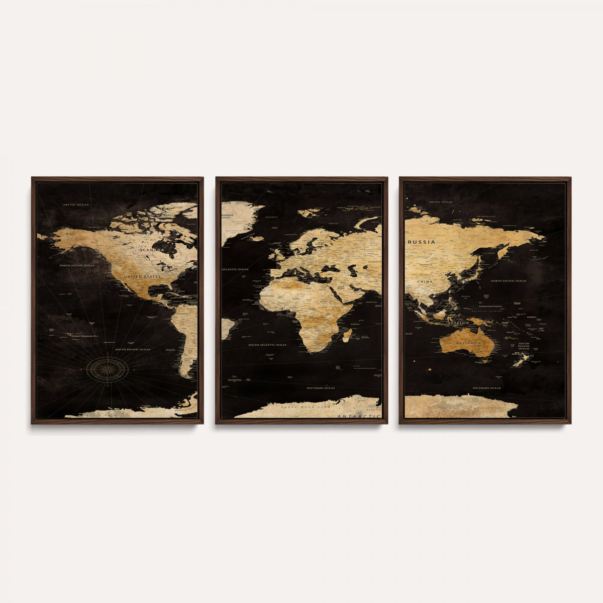 70468159-MGV-CV-36X24 - Extra Large World Map Canvas Print – Detailed Map Classic