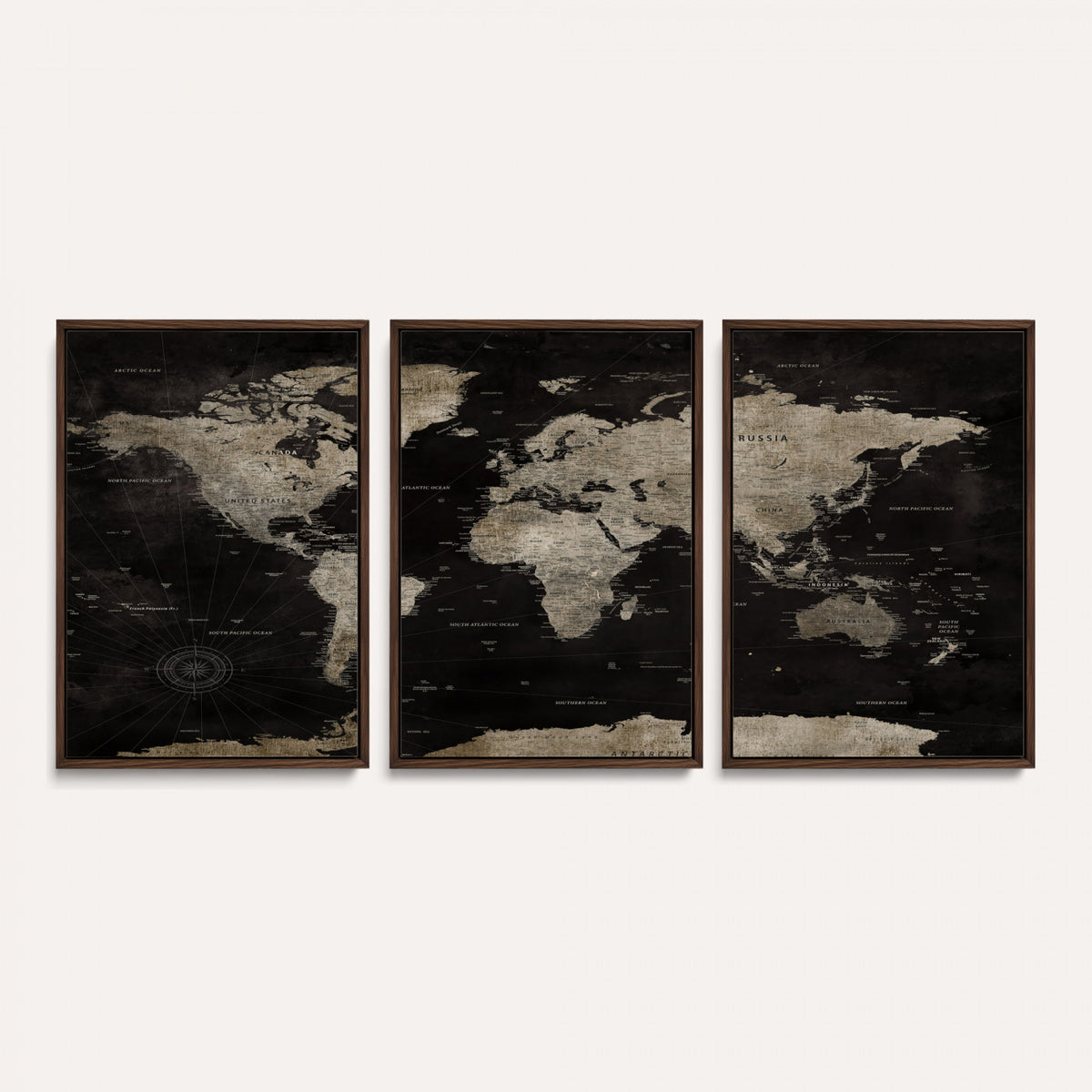 56225956-MGV-CV-36X24 - Detailed World Map Wall Art Print - Large Framed World Map