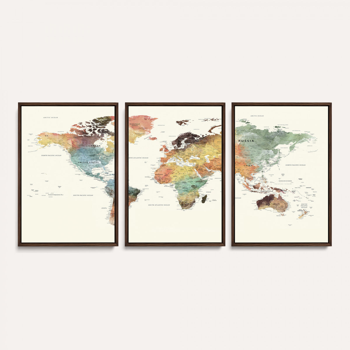 64206059-MGV-CV-36X24 - Framed World Map Wall Art Canvas Print for Living Room and Study Room