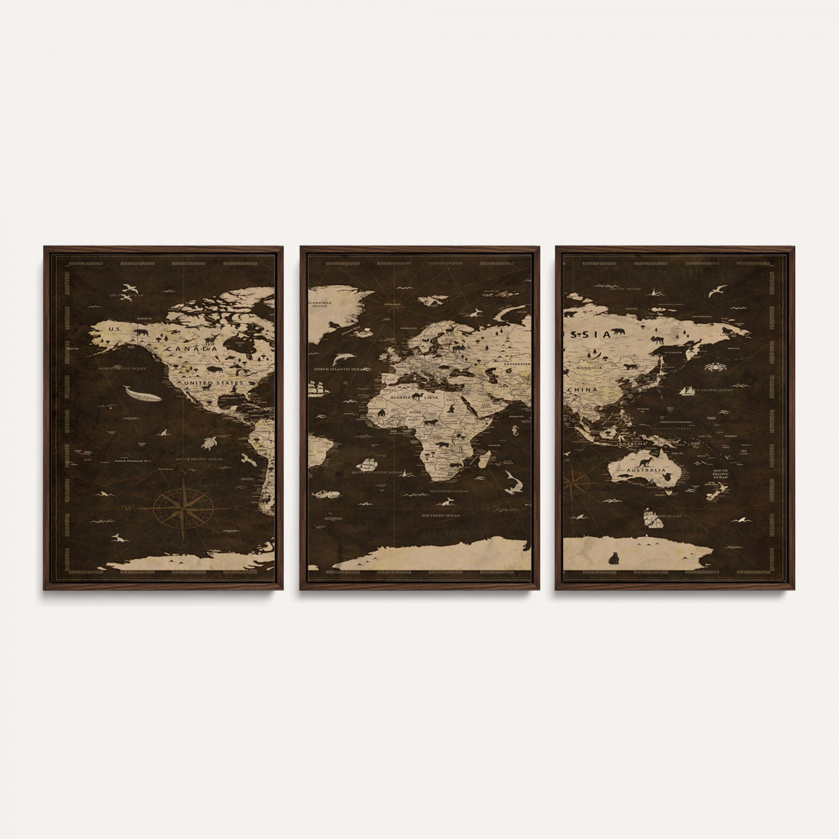 44276398-MGV-CV-36X24 - World Map Wall Art Canvas Print, Modern Decorative Framed Map Artwork Prints for Living Room, Office, Bedroom Wall Decor