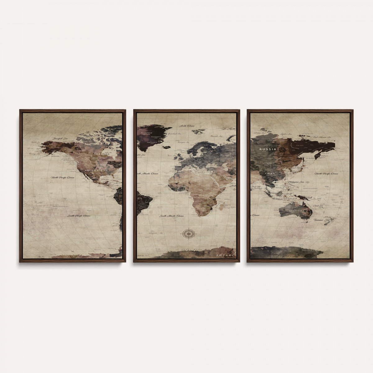60560672-MGV-CV-36X24 - World Map Wall Art Canvas Print, Modern Decorative Framed Map Artwork Prints for Living Room, Office, Bedroom Wall Decor