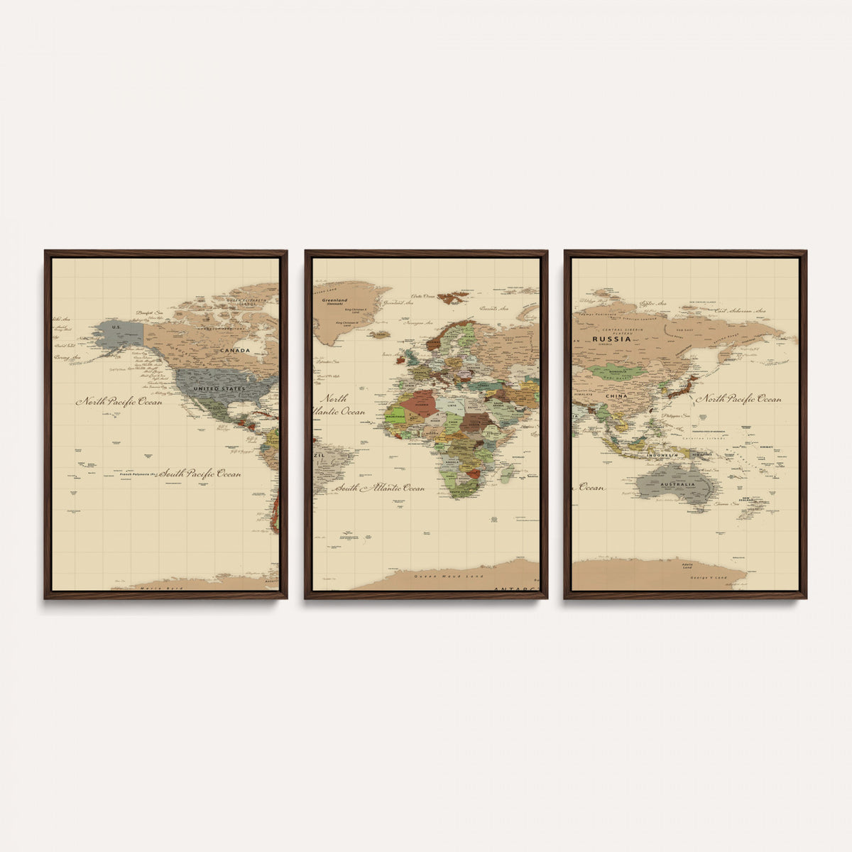 31407854-MGV-CV-36X24 - World Map Wall Art Canvas Print, Modern Decorative Framed Map Artwork Prints for Living Room, Office, Bedroom Wall Decor