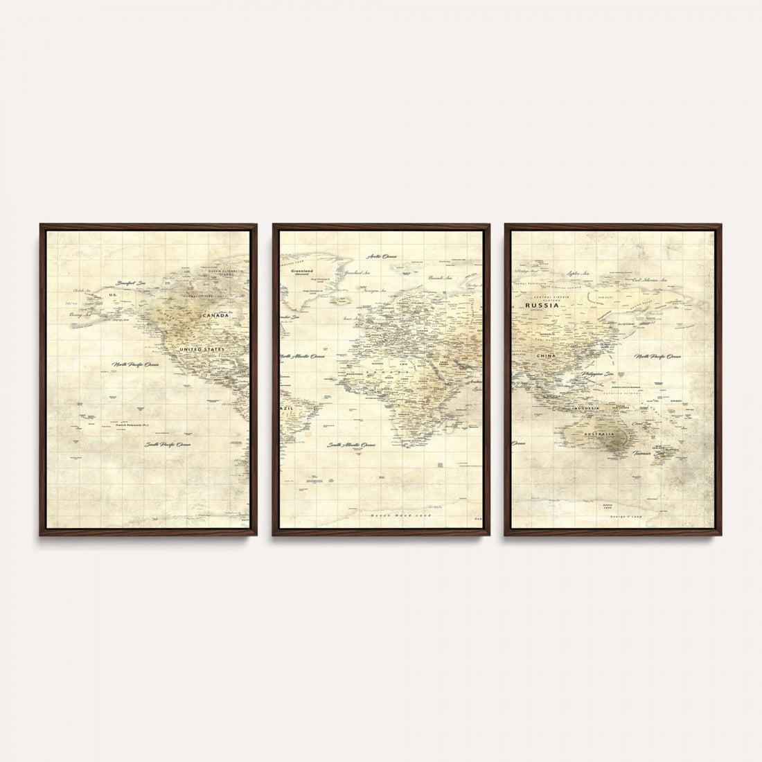 Colorful Watercolor World Map Canvas Wall Art | Framed Modern Map Print