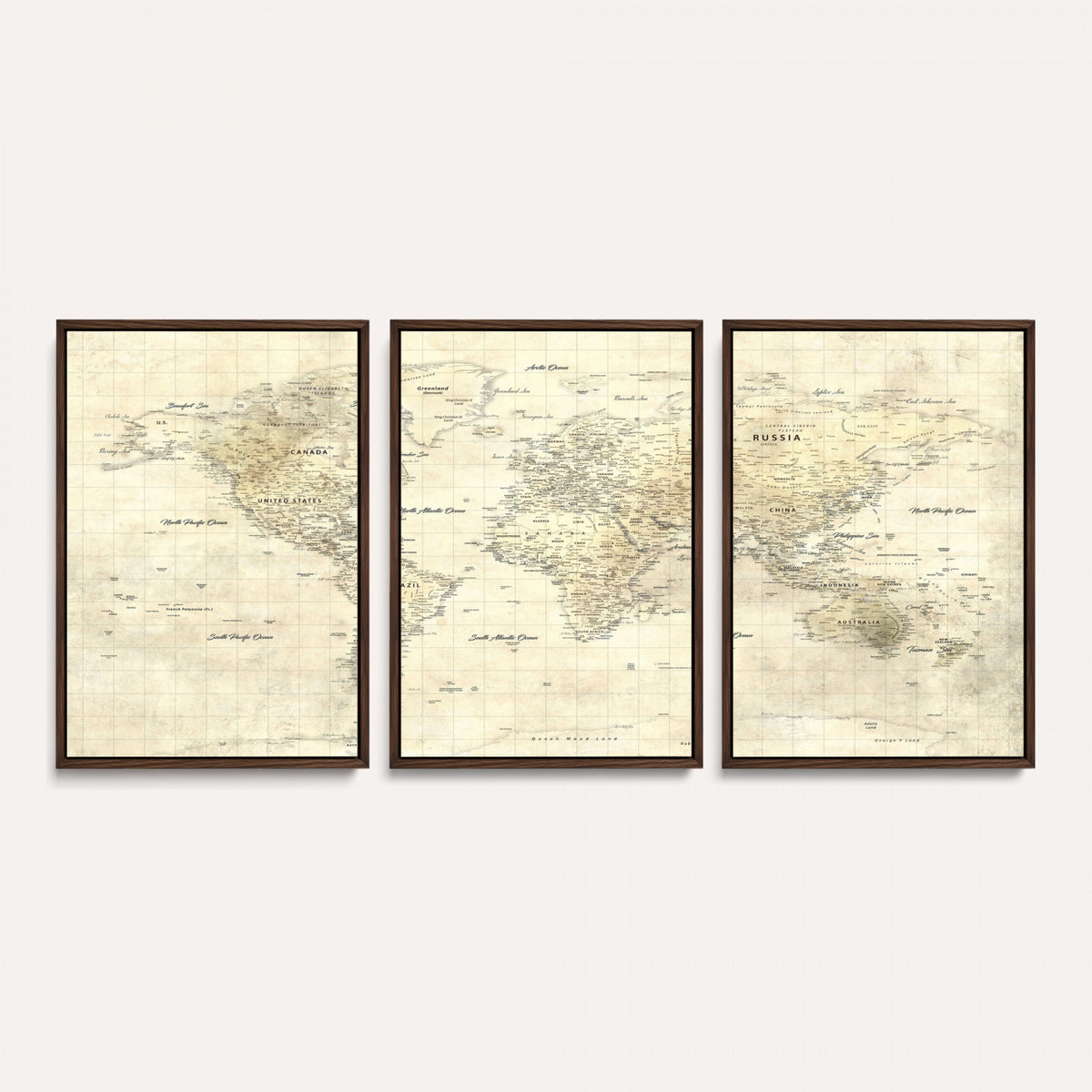 17101439-MGV-CV-36X24 - World Map Wall Art Canvas Print, Modern Decorative Framed Map Artwork Prints for Living Room, Office, Bedroom Wall Decor