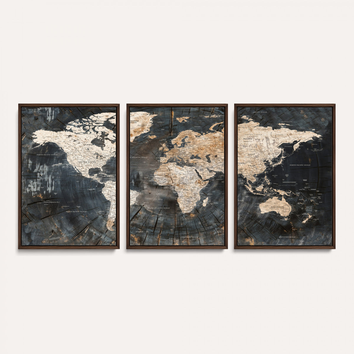 89162112-MGV-CV-36X24 - World Map Wall Art Canvas Print, Modern Decorative Framed Map Artwork Prints for Living Room, Office, Bedroom Wall Decor