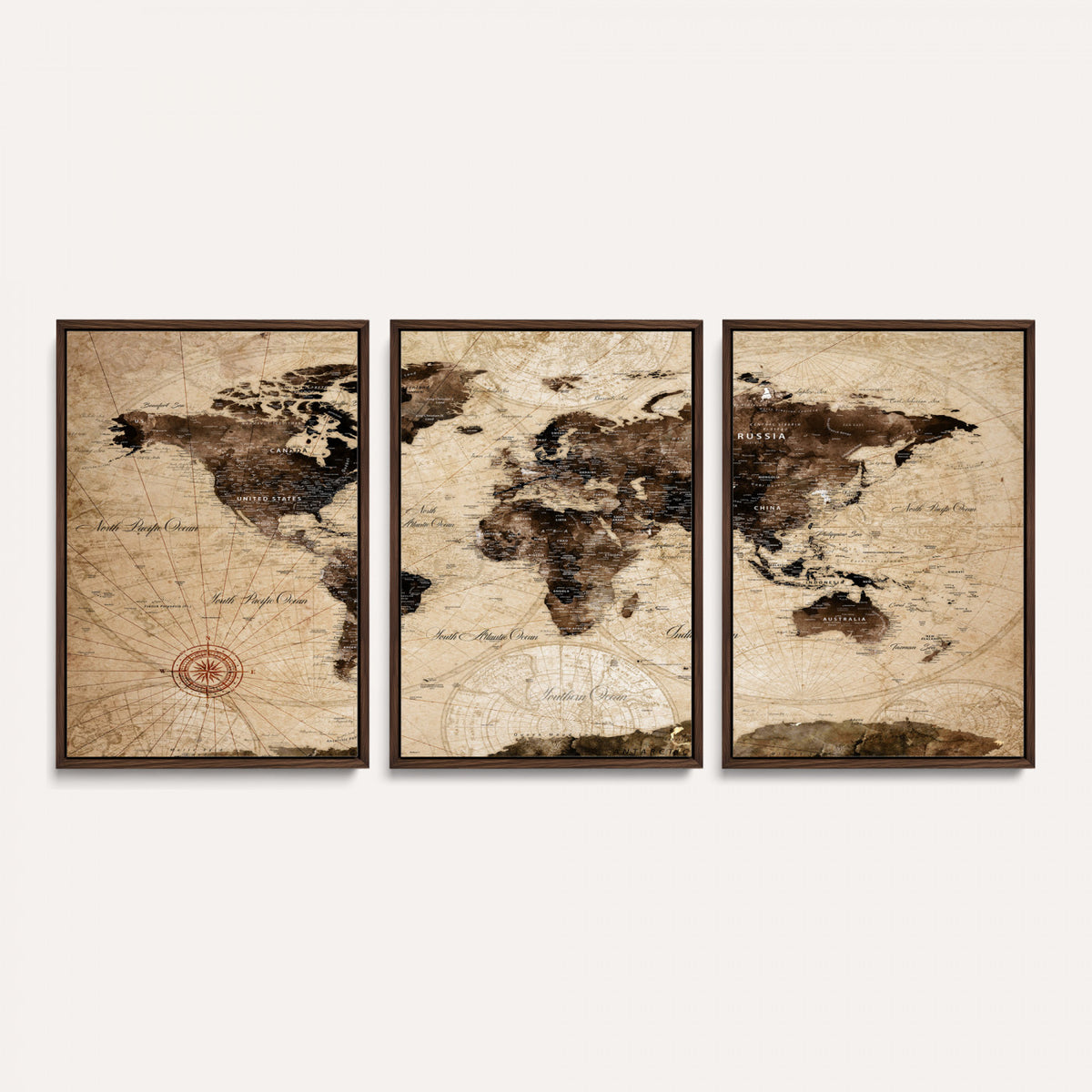47657418-MGV-CV-36X24 - World Map Wall Art Canvas Print, Modern Decorative Framed Map Artwork Prints for Living Room, Office, Bedroom Wall Decor