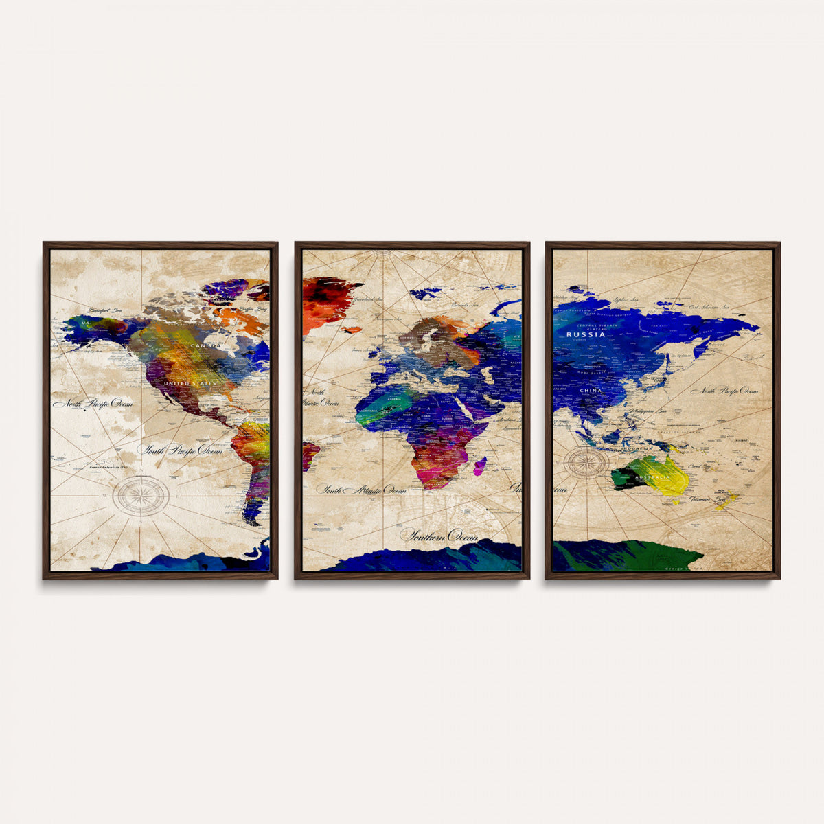 26284075-MGV-CV-36X24 - World Map Wall Art Canvas Print, Modern Decorative Framed Map Artwork Prints for Living Room, Office, Bedroom Wall Decor