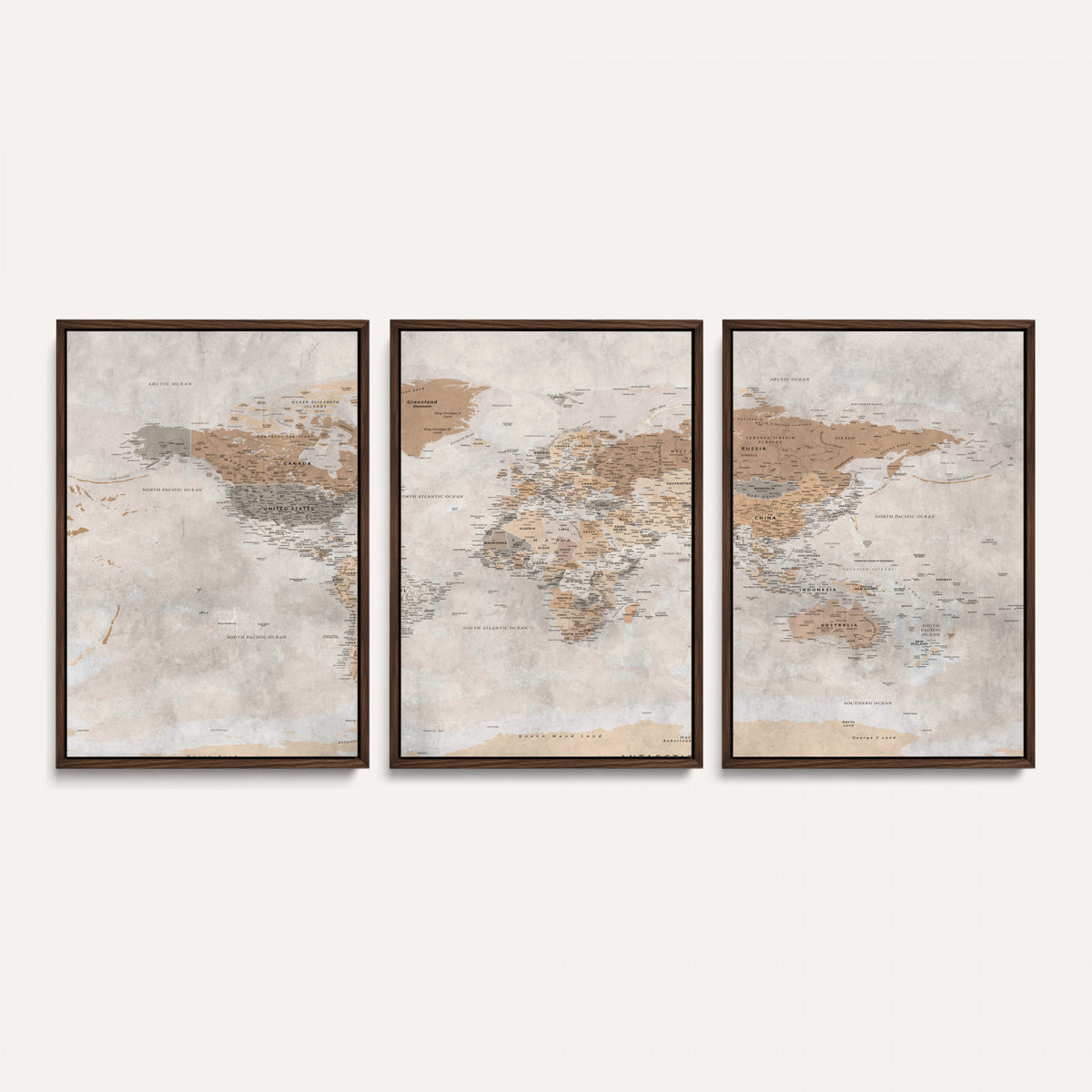 34051638-MGV-CV-36X24 - Detailed World Map Wall Art Canvas Print for Home and Office Decor