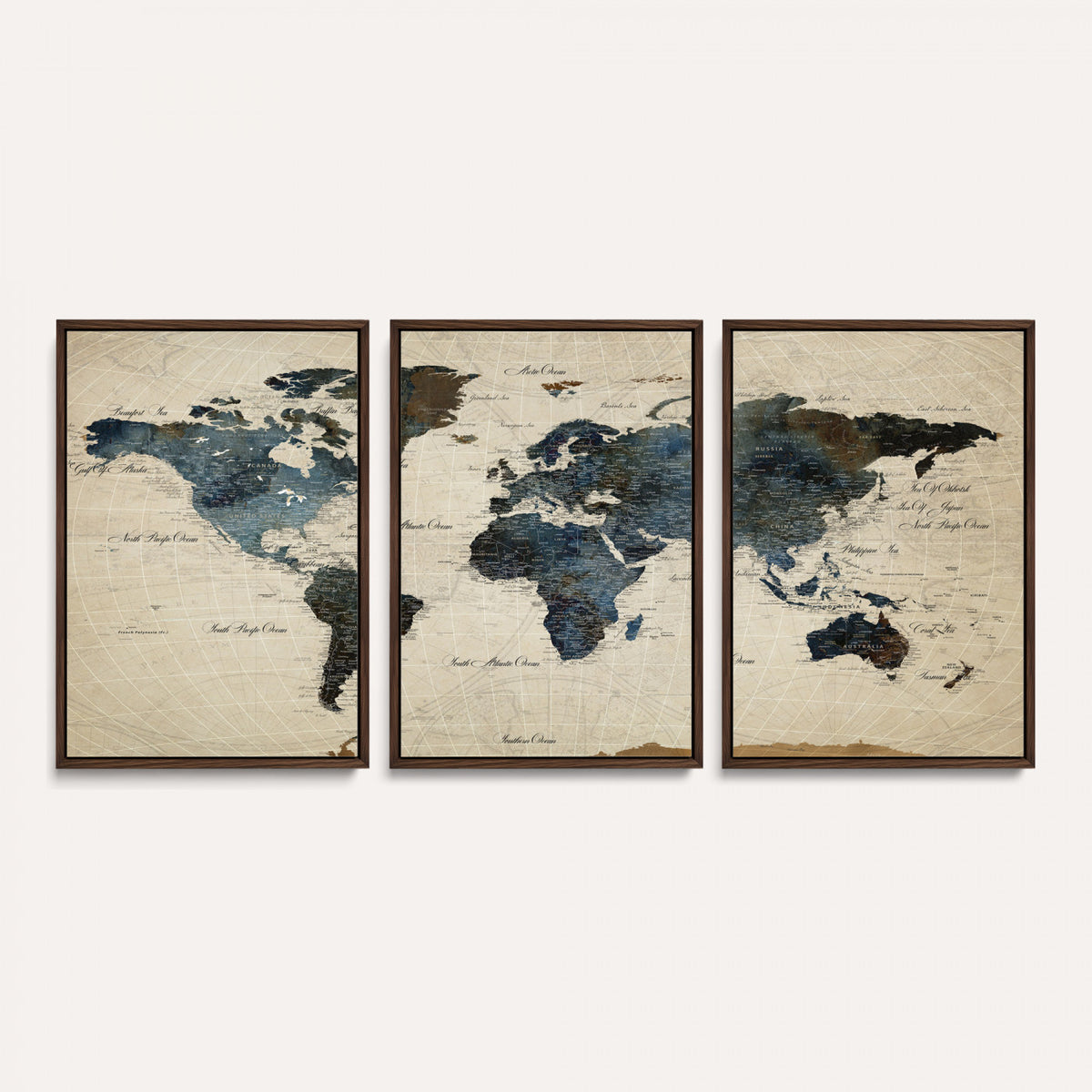 72927803-MGV-CV-36X24 - World Map Wall Art Canvas Print, Modern Decorative Framed Map Artwork Prints for Living Room, Office, Bedroom Wall Decor