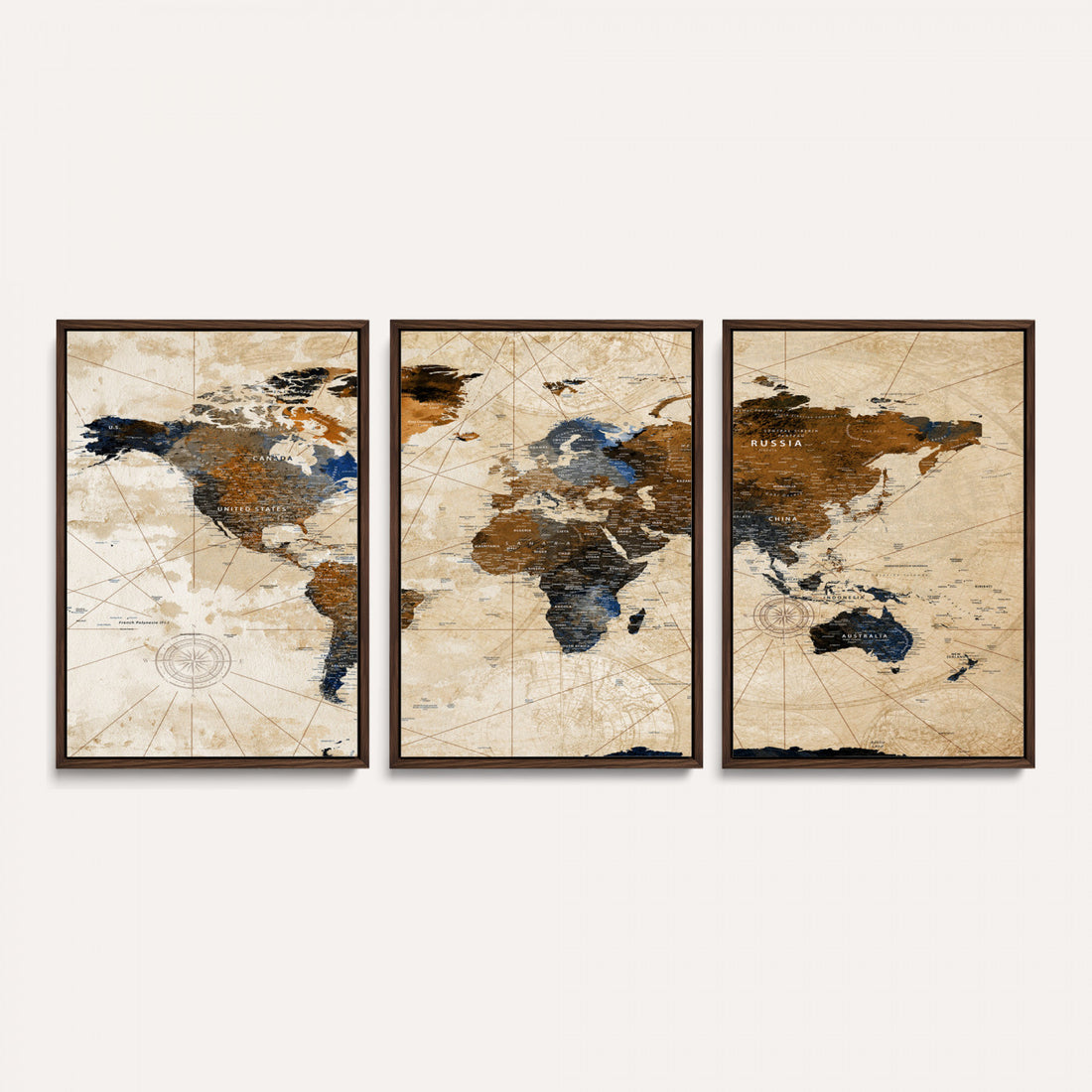 World Map Canvas Art Print | Framed Travel Map Wall Art