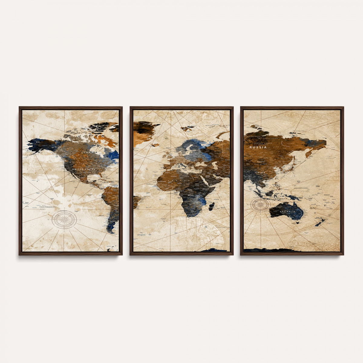 15727090-MGV-CV-36X24 - World Map Wall Art Canvas Print, Modern Decorative Framed Map Artwork Prints for Living Room, Office, Bedroom Wall Decor