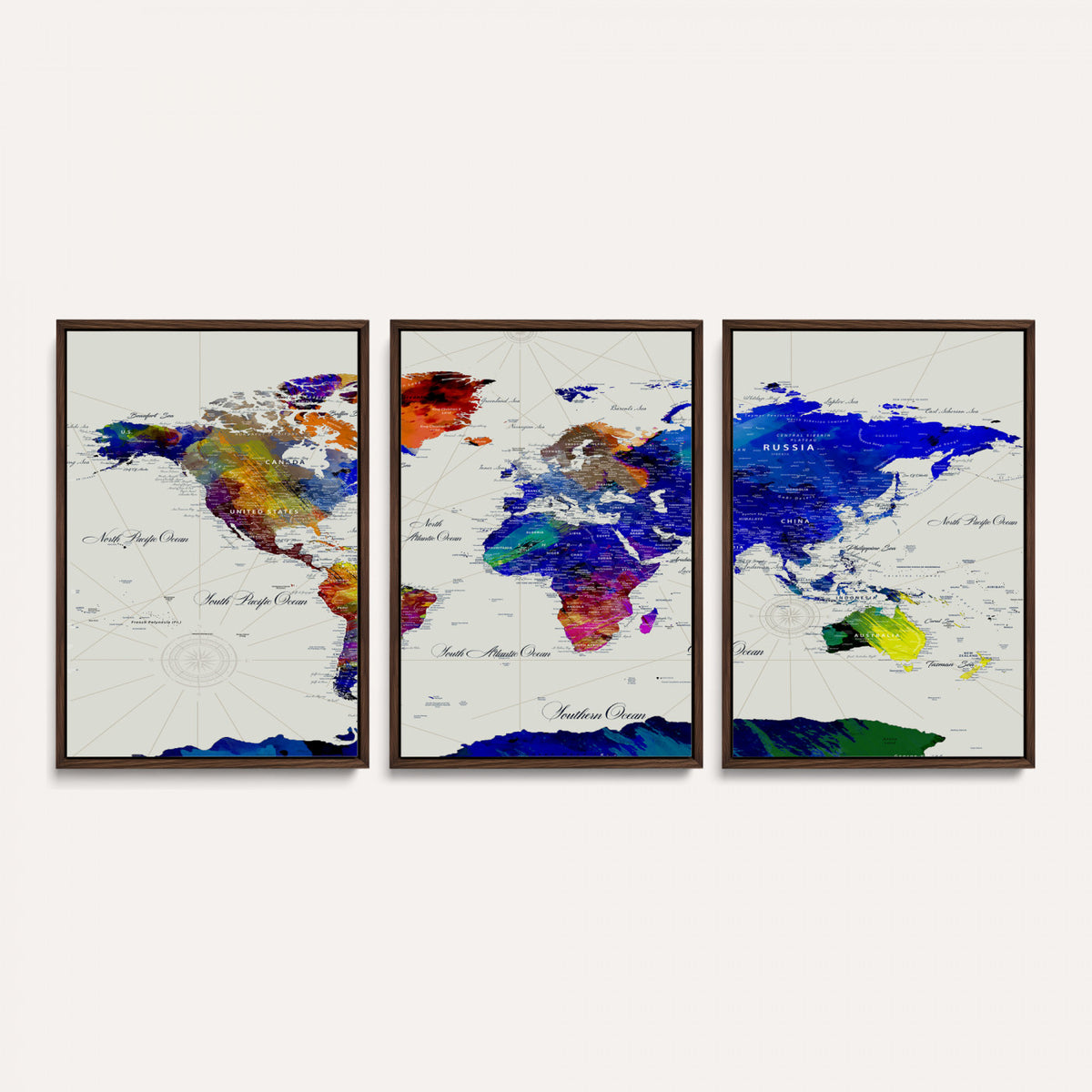 49670038-MGV-CV-36X24 - World Map Wall Art Canvas Print, Modern Decorative Framed Map Artwork Prints for Living Room, Office, Bedroom Wall Decor