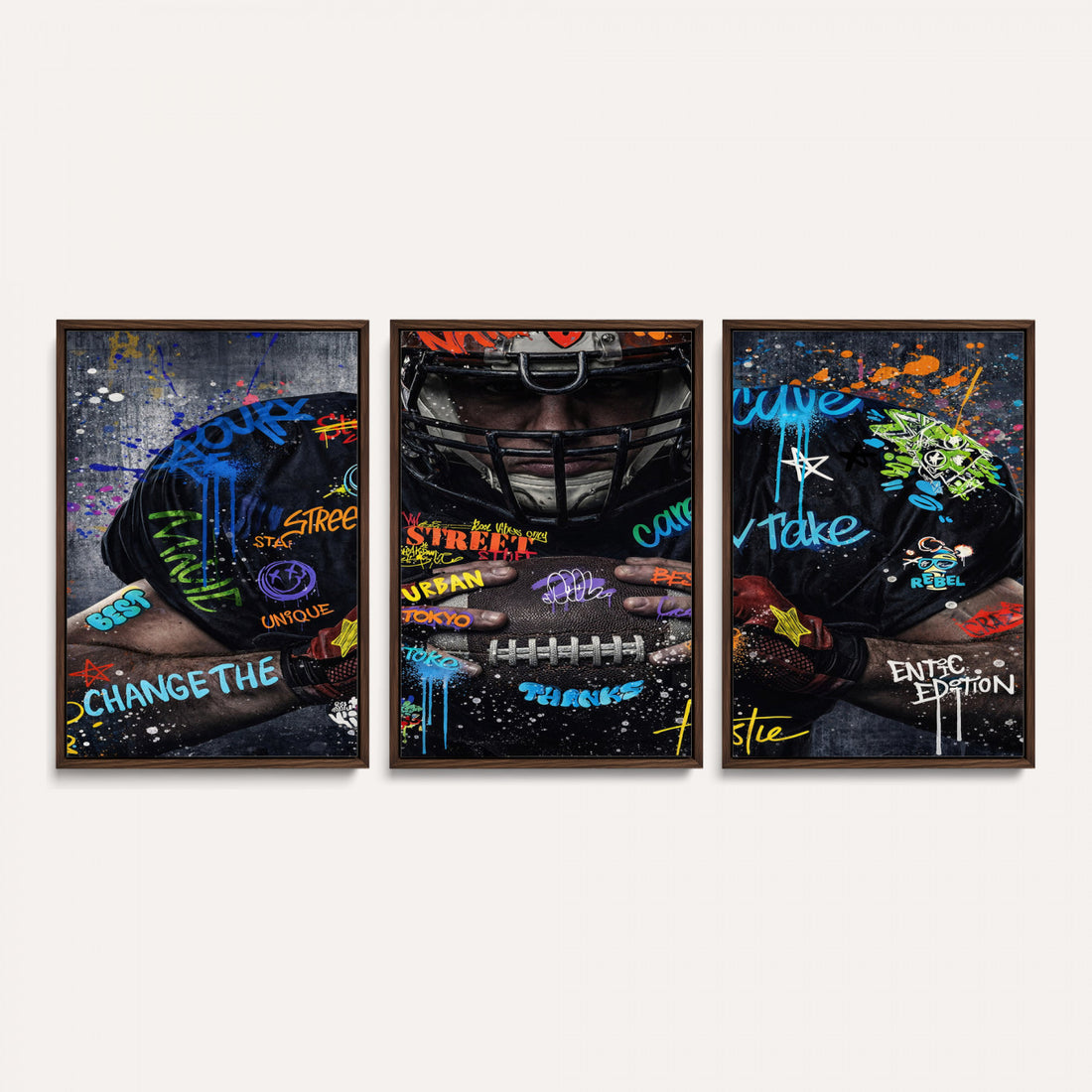 Graffiti American Football Player Street Art Wall Art Canvas Print