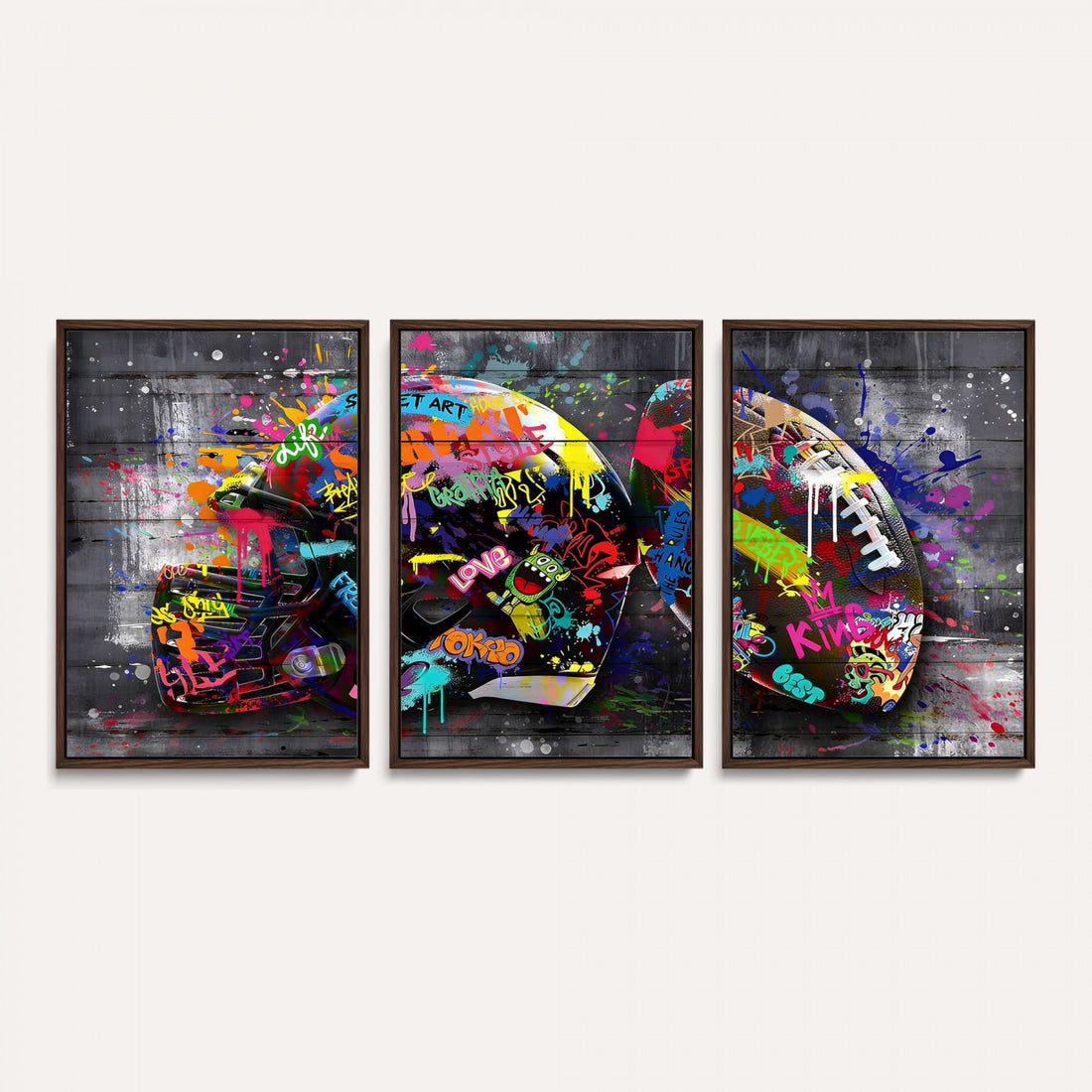 Graffiti American Football Helmet Street Art Wall Art Canvas Print