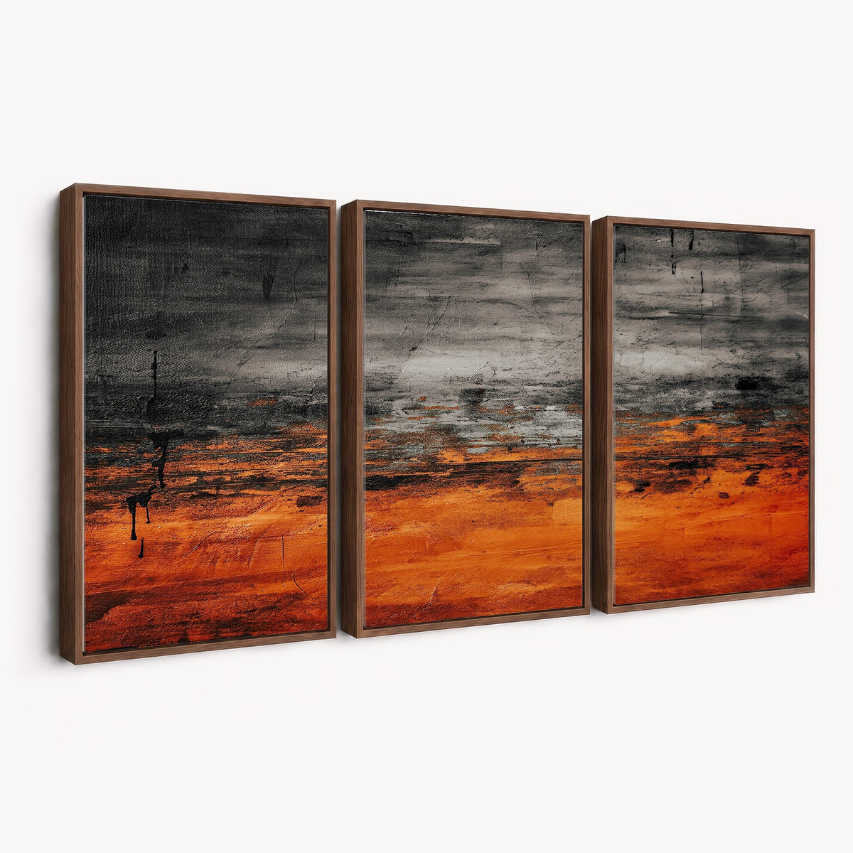 Black Orange Abstract Wall Art Canvas Print Modern Painterly Style
