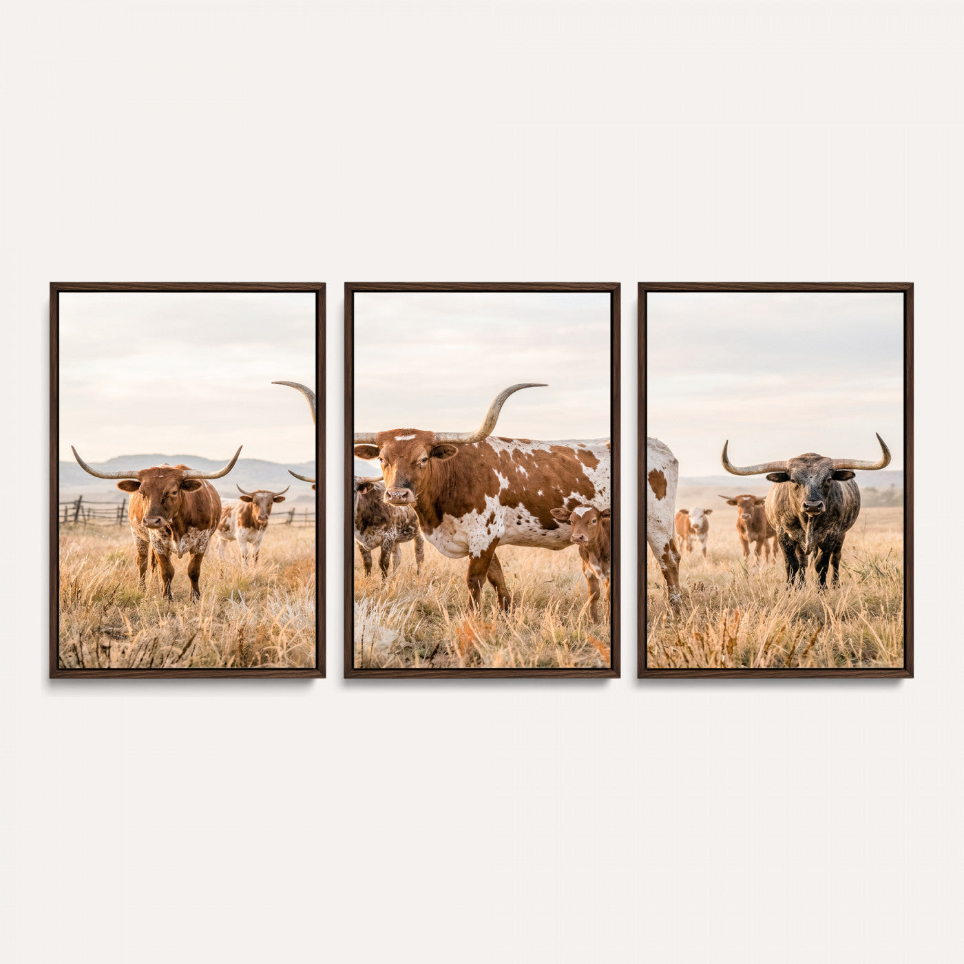 62336425AC-MGV-CV-36X24 - Texas Longhorn Canvas Wall Art, Rustic Farm Animal Photography Print, Farmhouse Country Decor, Western Ranch Art