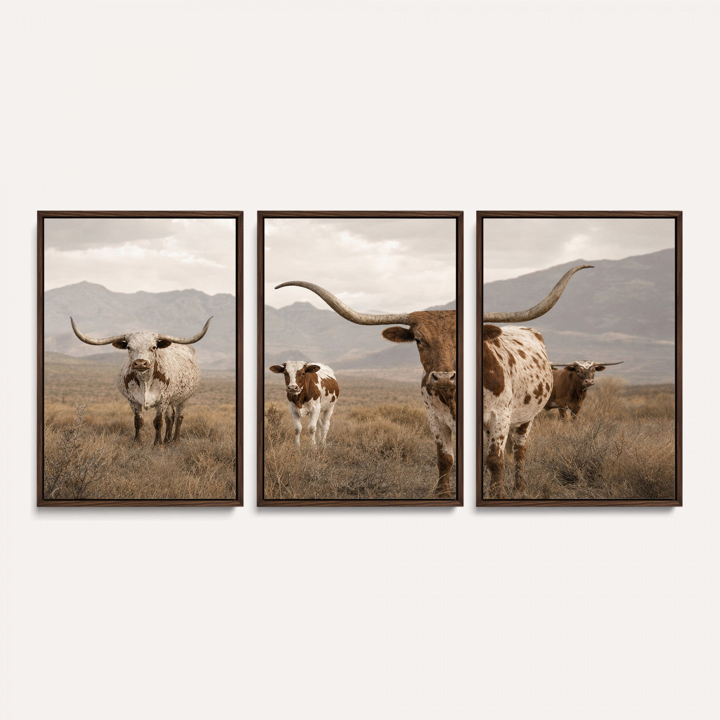 62336425AD-MGV-CV-36X24 - Rustic Texas Longhorn Cow Canvas Wall Art Print, Rustic Farm Animal Photography Print, Farmhouse Country Decor, Western Ranch Art