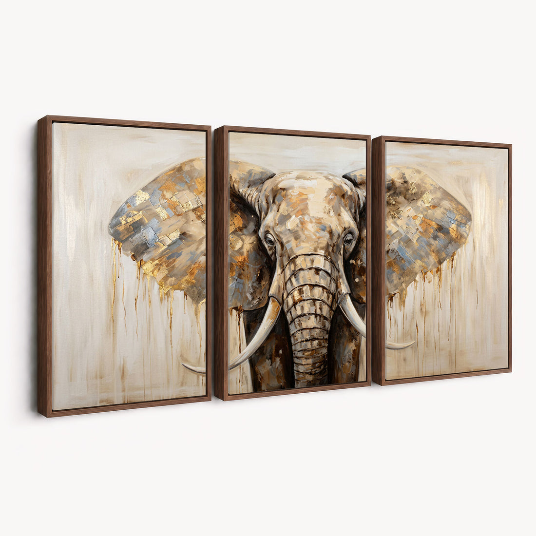 Gold Leaf Elephant Canvas Wall Art Abstract African Wildlife Painting Print