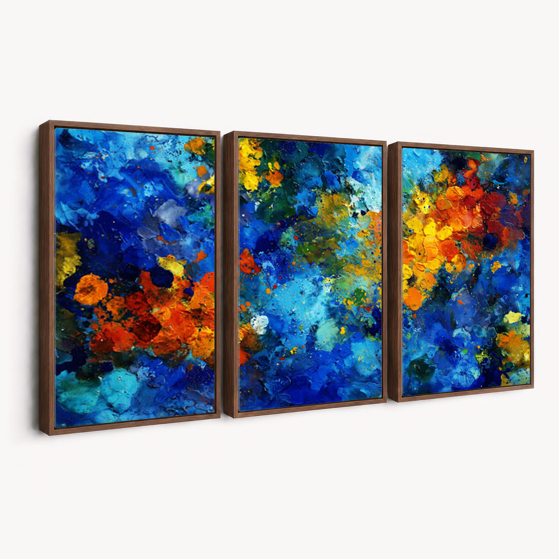 Vibrant Blue Abstract Canvas Wall Art Colorful Painterly Oil Painting Style Print