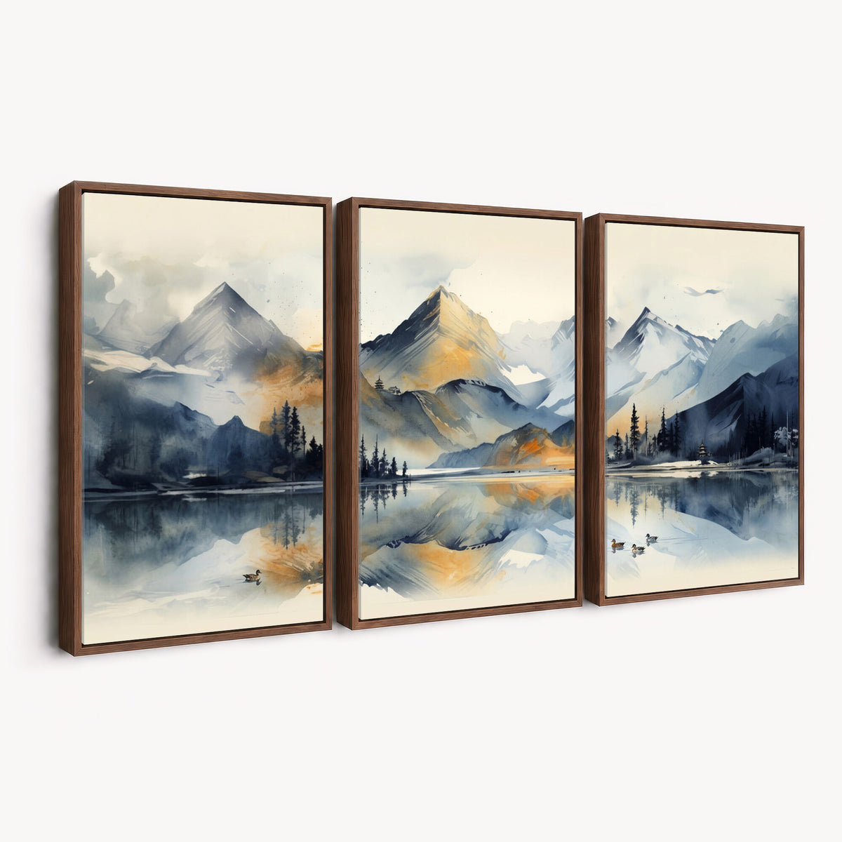 10196184T-MGV-CV-36X24 - Lake Abstract Mountain Wall Art Canvas Print