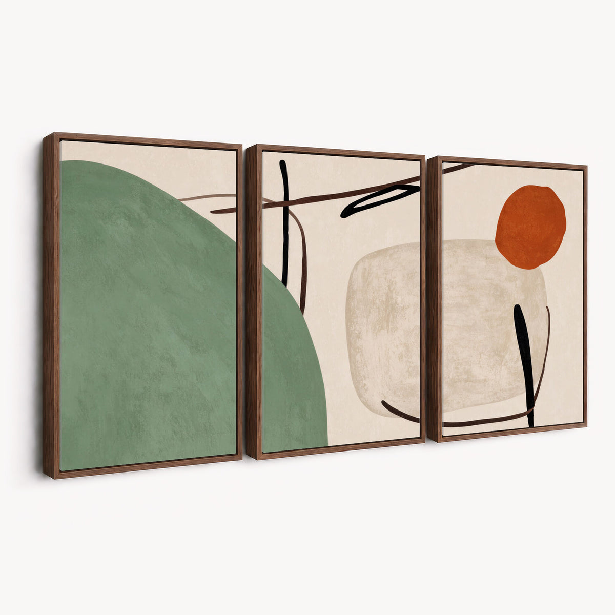 46798824-MGV-CV-48X32-3P - Mid Century Modern Geometric Canvas Wall Art, Abstract Triptych Print