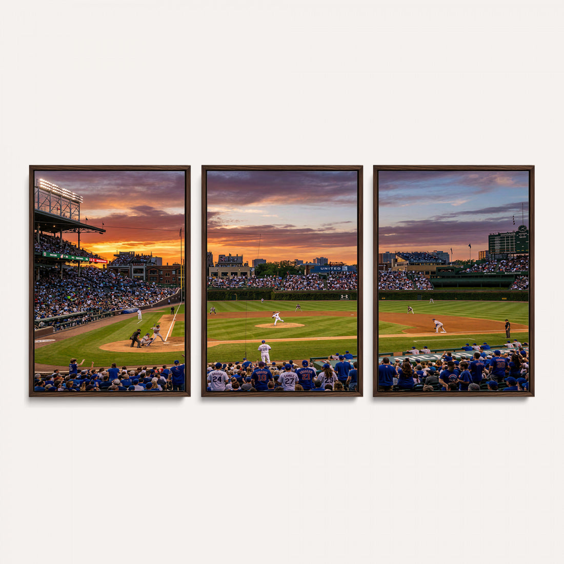 Wrigley Field Canvas Wall Art, Chicago Baseball Print for Sports Den Decor