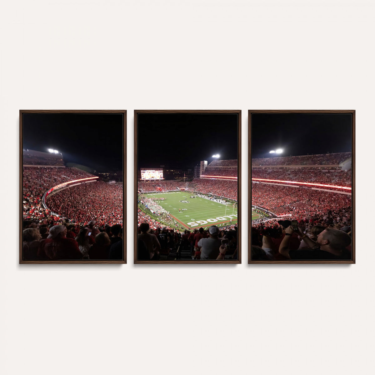 50587166-_Poster-30x20 - Sanford Stadium Georgia Bulldogs Canvas Print 3 Piece Framed Wall Art Extra Large Floating Frame Sports Poster Made in USA