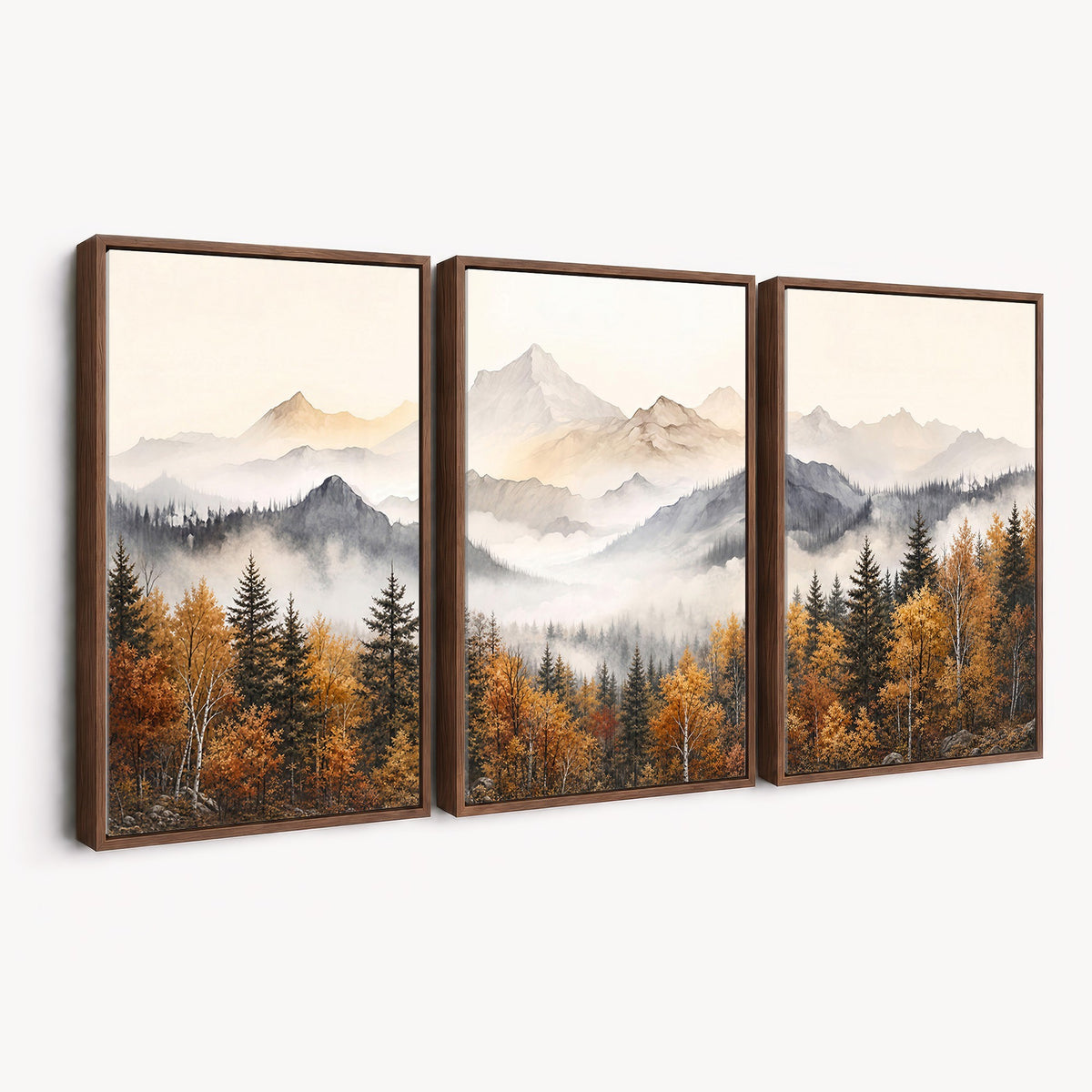 19544118-_Poster-30x20 - Misty Mountain Autumn Forest Canvas Wall Art - Watercolor Fall Nature Landscape Print