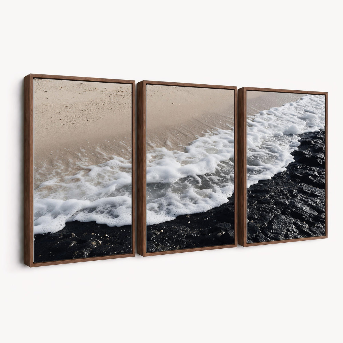 27448606-MGV-CV-24X16 - Ocean Wave Foam on Black Lava Rock Beach Canvas Wall Art Print