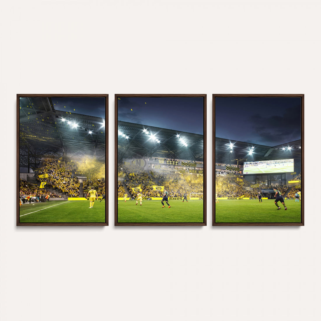 Columbus Crew Stadium Match Triple Canvas Wall Art, Dynamic MLS Game Scene