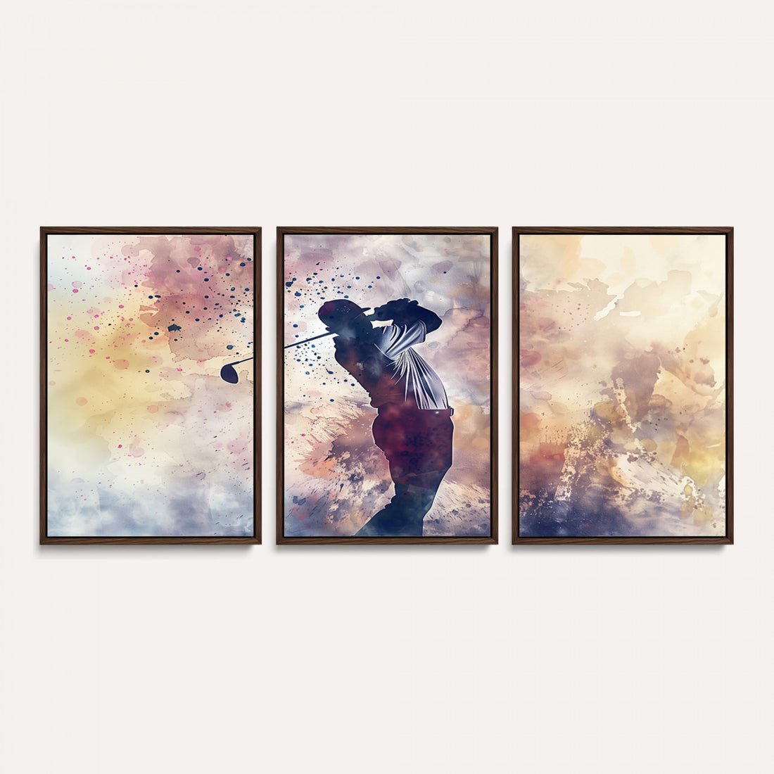 Abstract Watercolor Golf Player Wall Art Canvas Print