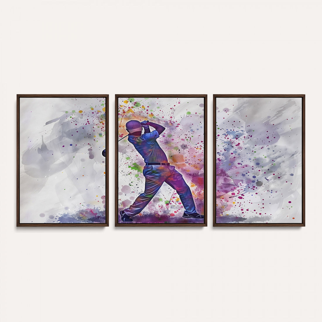 Watercolor Golf Swing Wall Art Canvas Print, Vibrant, Framed and Ready to Hang