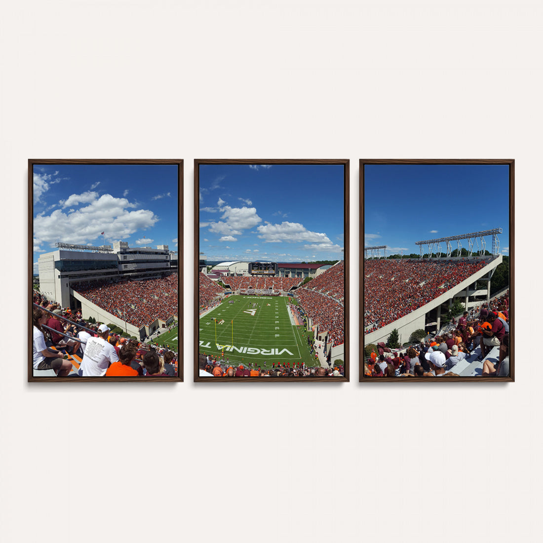 Virginia Tech Hokies Football Team Print, Blacksburg Lane Stadium, Framed and Ready to Hang