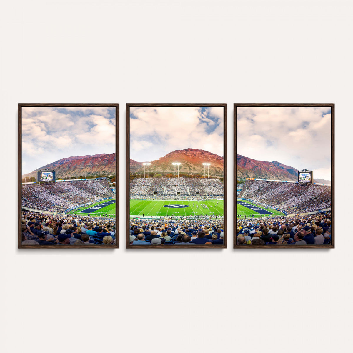 85734-MGV-CV-36X24 - Brigham Young University Cougars Football Team Print - Provo LaVell Edwards Stadium Wall Art Canvas