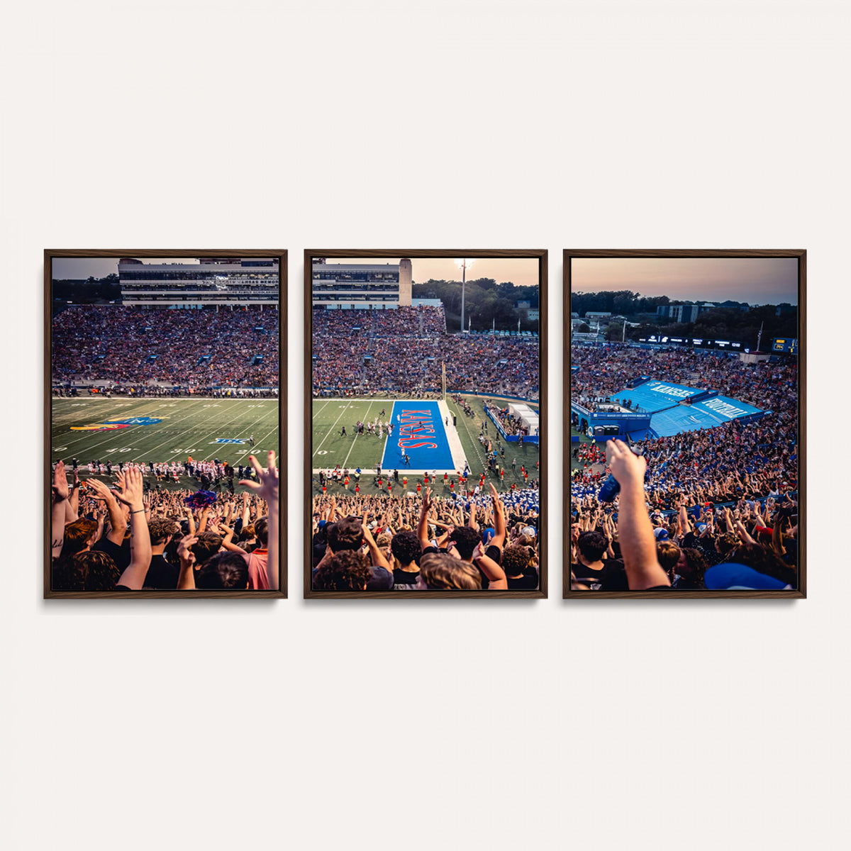 40169-MGV-CV-36X24 - University of Kansas Jayhawks Football Team Art Print - Lawrence Kansas Memorial Stadium Wall Art