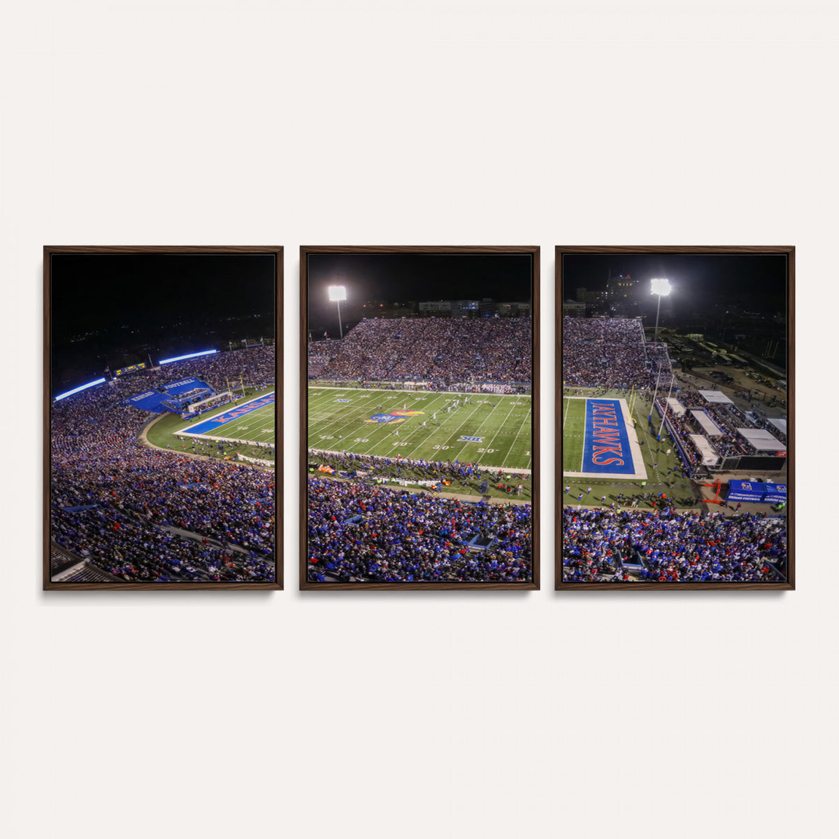 69760-MGV-CV-36X24 - University of Kansas Jayhawks Football Team Print - Lawrence Kansas Memorial Stadium Wall Art Canvas