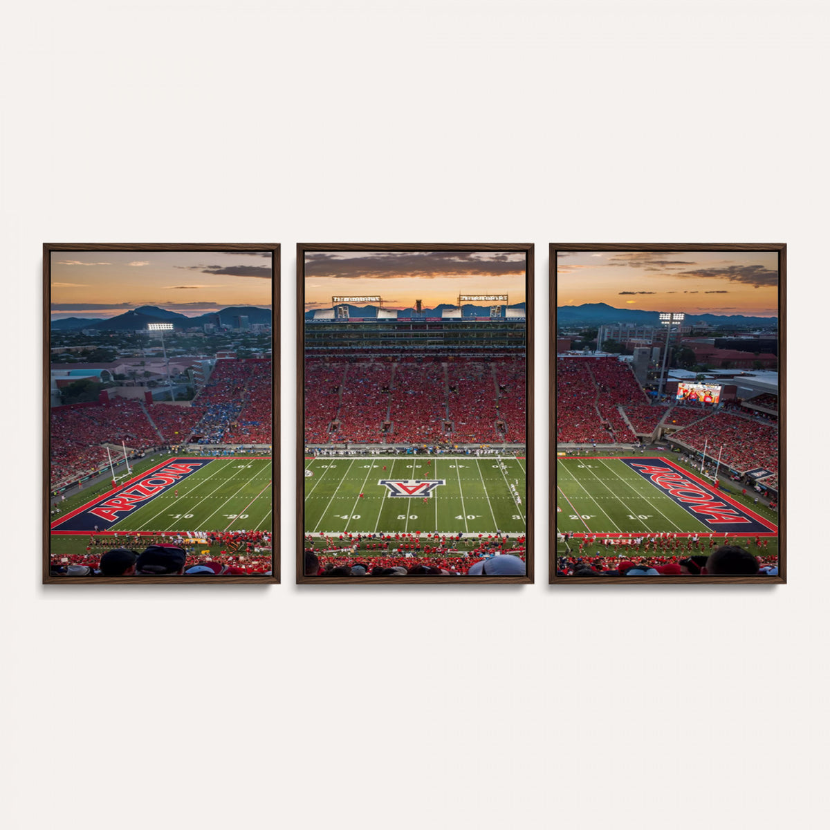 99722-MGV-CV-36X24 - Framed Arizona Wildcats Football Team Print - Tucson Arizona Stadium Wall Art Canvas Print