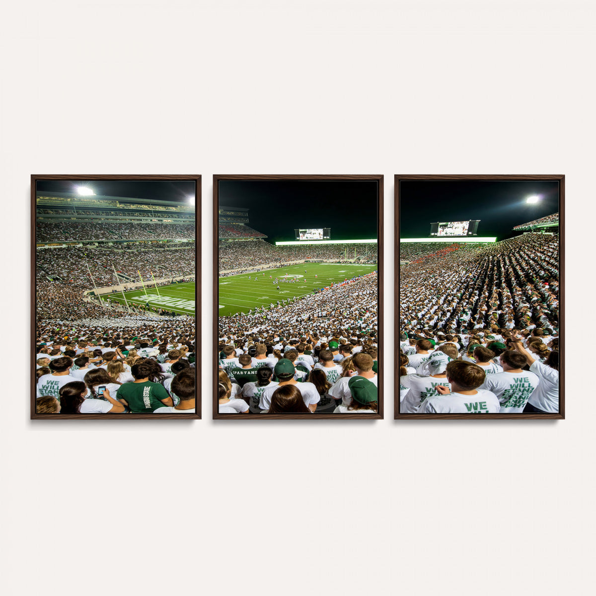 30457-PAN-FL-20X10 - Michigan State Spartans Football Canvas Print - East Lansing Spartan Stadium Wall Art Canvas Print