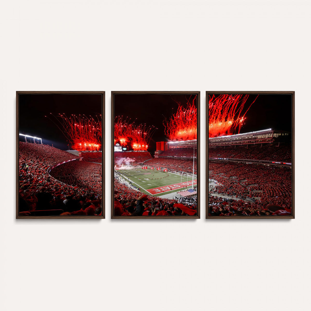 56909-PAN-FL-20X10 - Ohio State University Buckeyes Football Team Print - Columbus Ohio Stadium Wall Art Canvas Print