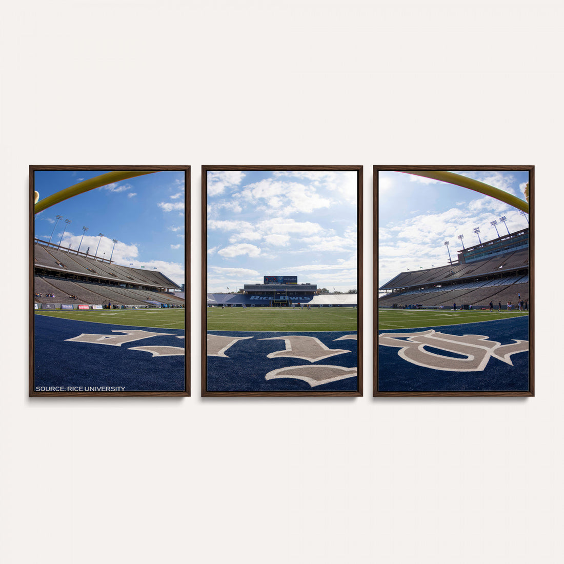 Rice University Owls Football Team Print, Houston Rice Stadium, Framed and Ready to Hang