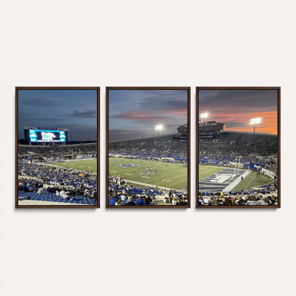 64409-PAN-FL-20X10 - Memphis Tigers Football Team Print - Memphis Simmons Bank Liberty Stadium Wall Art Canvas Print
