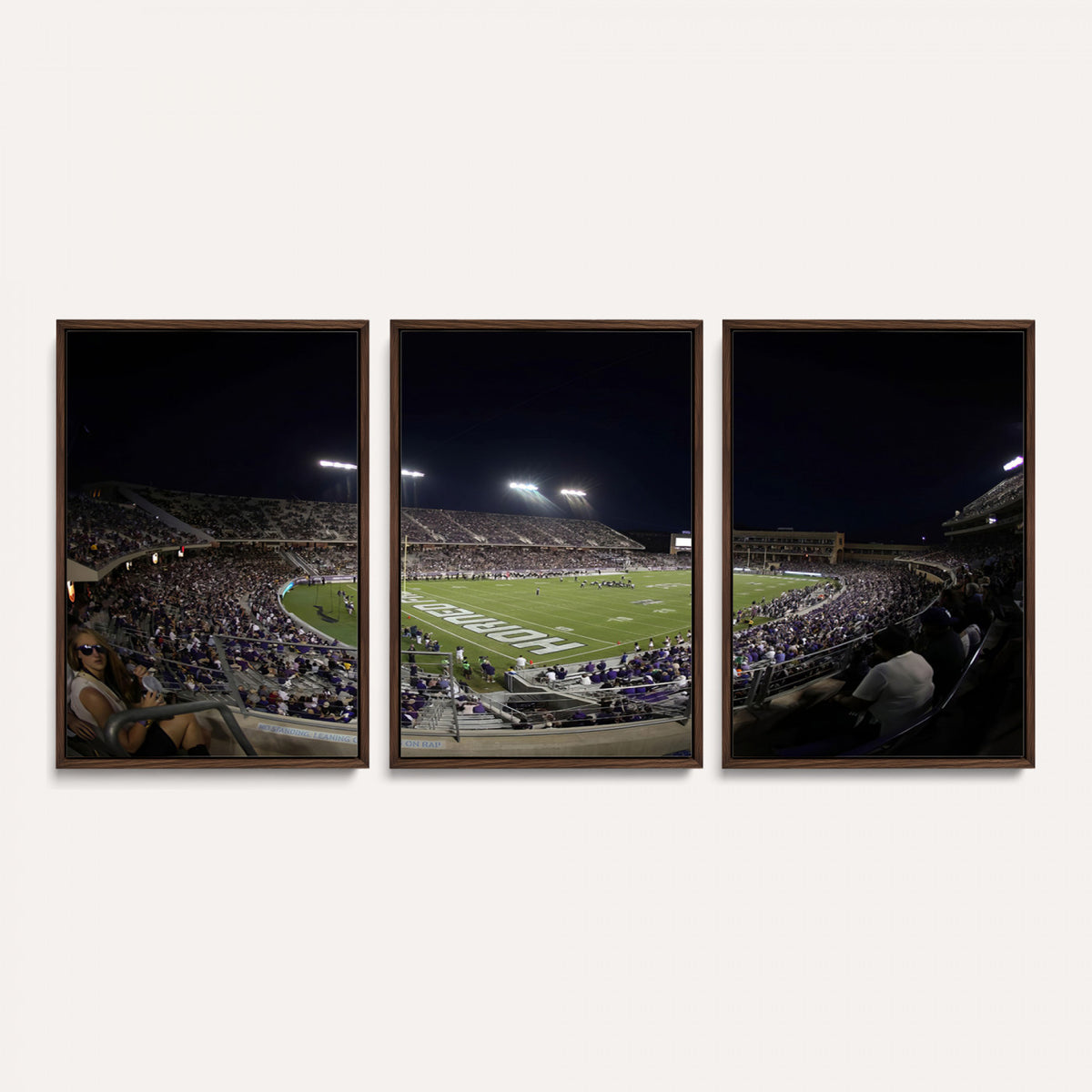 59222-PAN-FL-20X10 - TCU Horned Frogs Football Team Print - Fort Worth Amon G. Carter Stadium Wall Art Canvas Print.