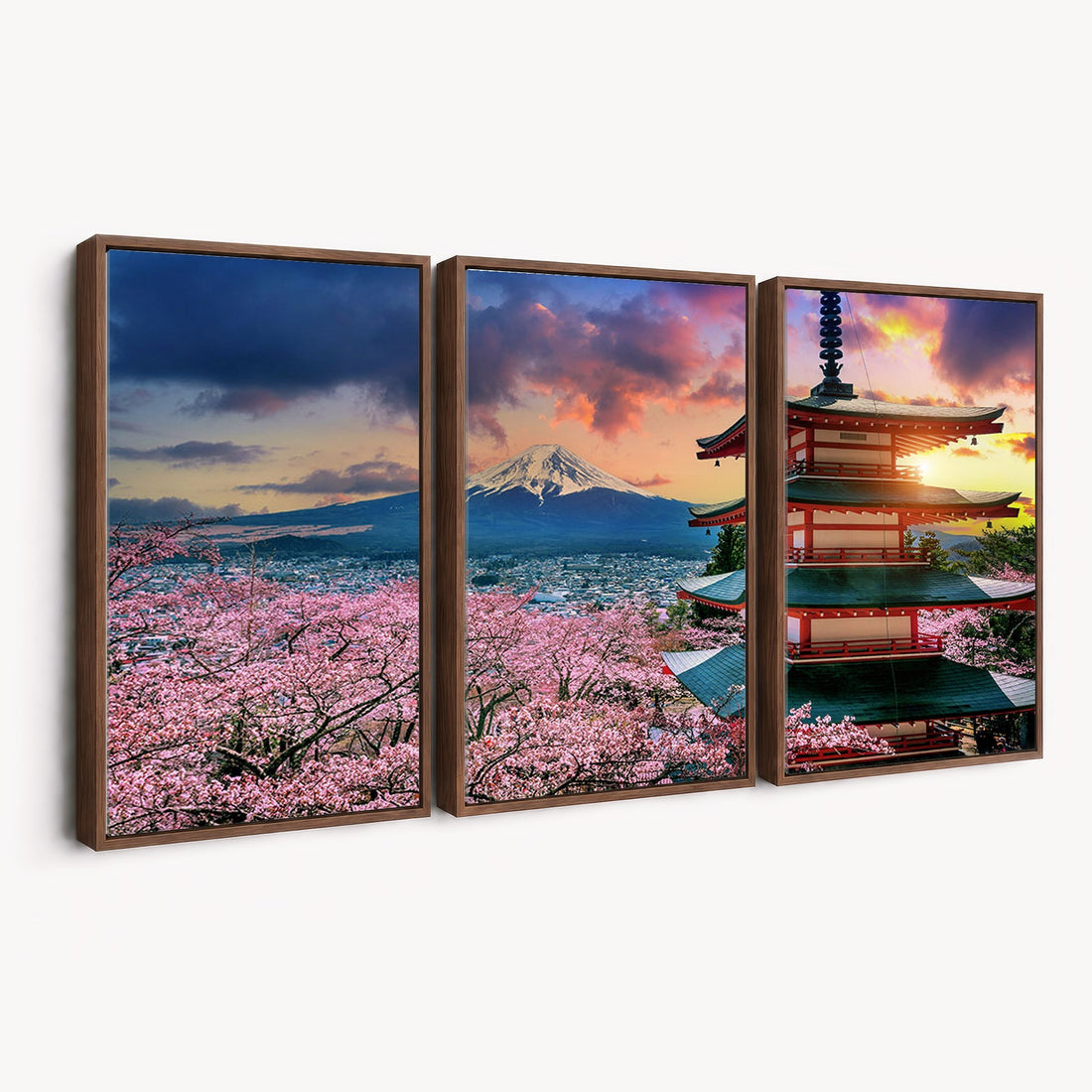 Cherry Blossoms Canvas Print, Chureito Pagoda and Mount Fuji Wall Art