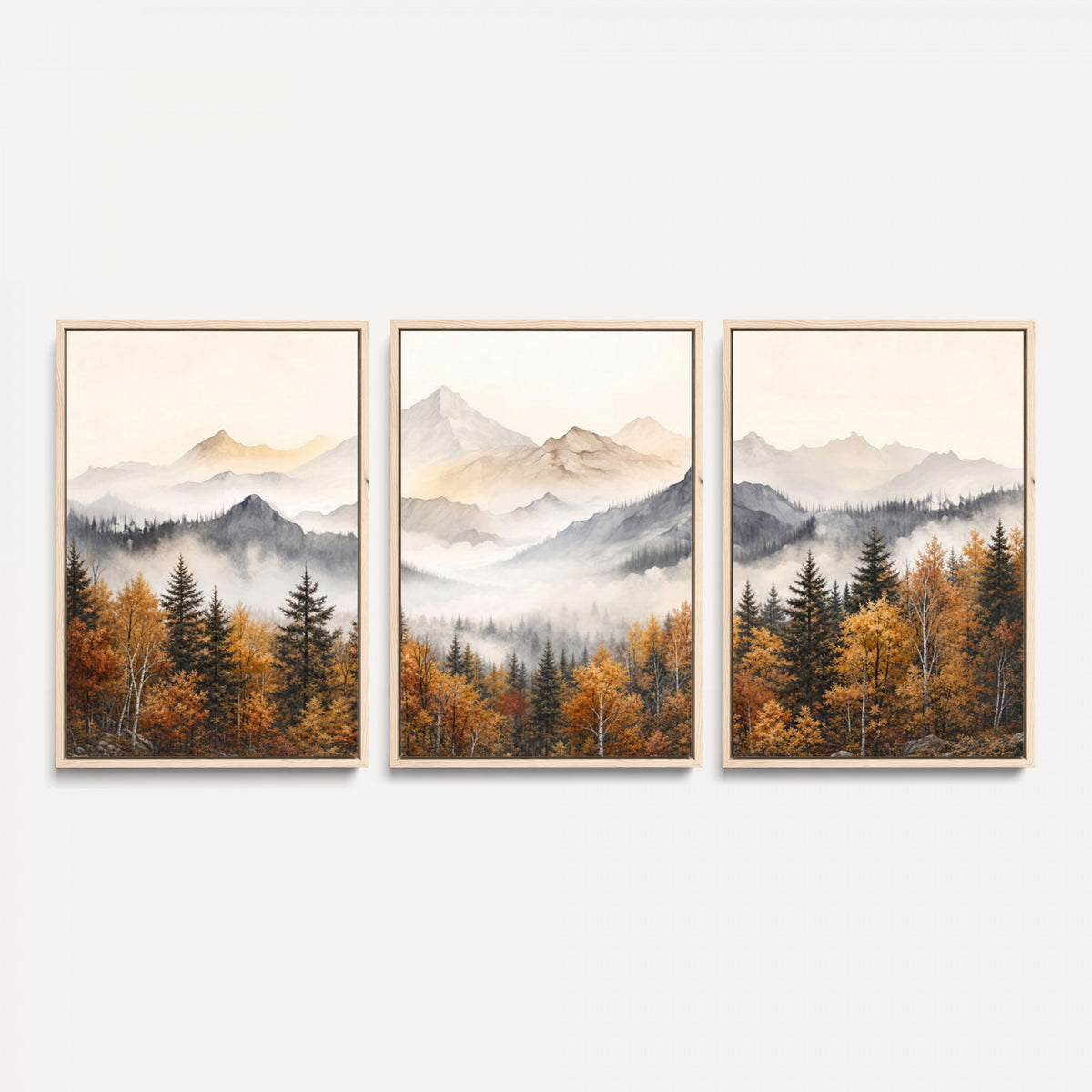70049-MGV-CV-36X24 - Abstract Mountain Wall Art, Misty Mountain Forest
