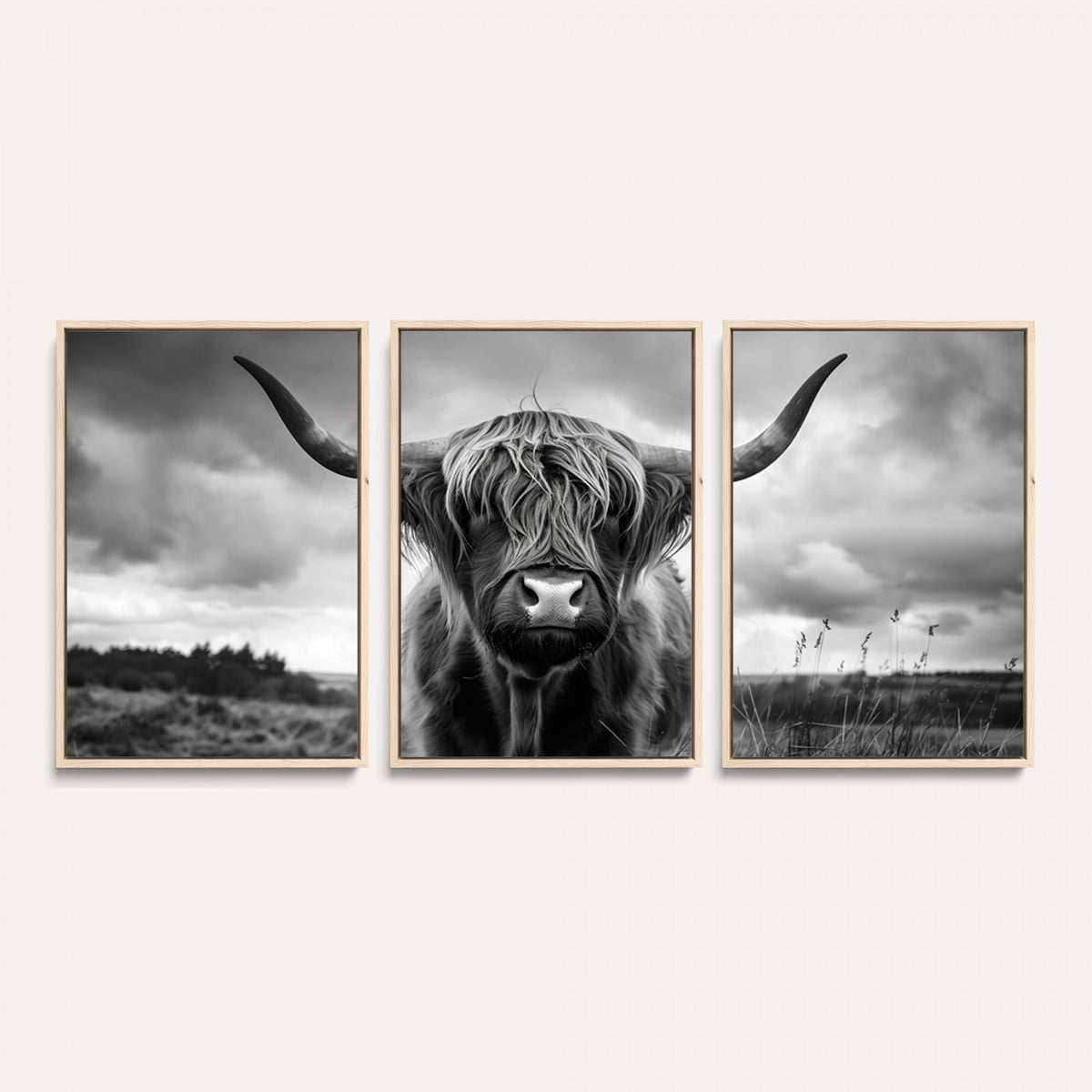 17924-_Poster-30x20 - Scottish Cow Wall Art Canvas Print, Longhorn Wall Art