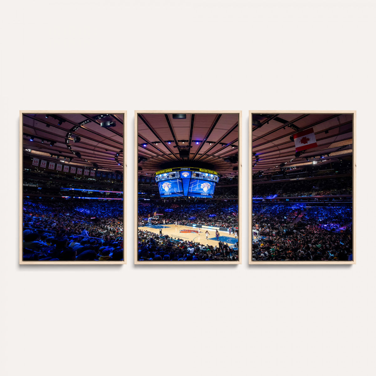 20491-MGV-CV-36X24 - Madison Square Garden Basketball Print Canvas, Basketball Game Triple Canvas Wall Art
