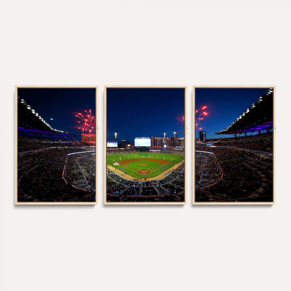 50582-MGV-CV-36X24 - Truist Park Atlanta Braves Baseball Stadium Wall Art Print | Large 3-Panel Canvas Print for Sports