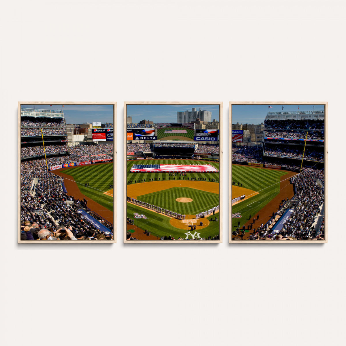 20879-MGV-CV-36X24 - Yankee Stadium New York Wall Art Print | 3-Panel Canvas Print of Yankees Baseball Stadium